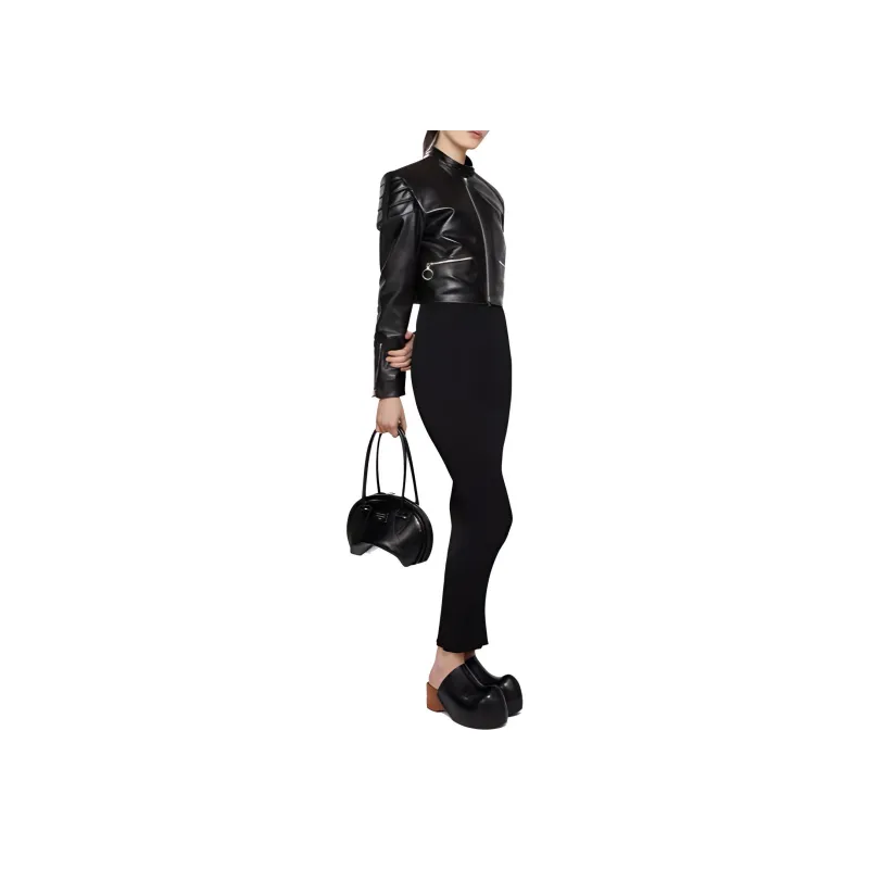 Acne Studios Leather Biker Jacket Jackets Coats Women's Black-1