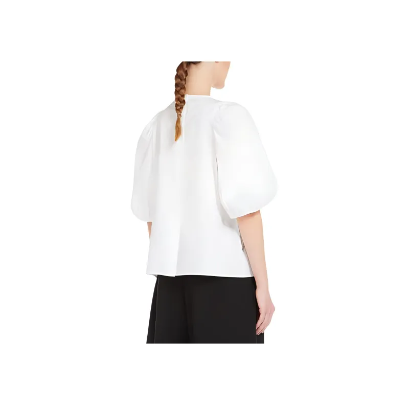 WEEKEND MaxMara Manico Collection Poplin Blouse With Embroidery T-Shirt Women's White-3