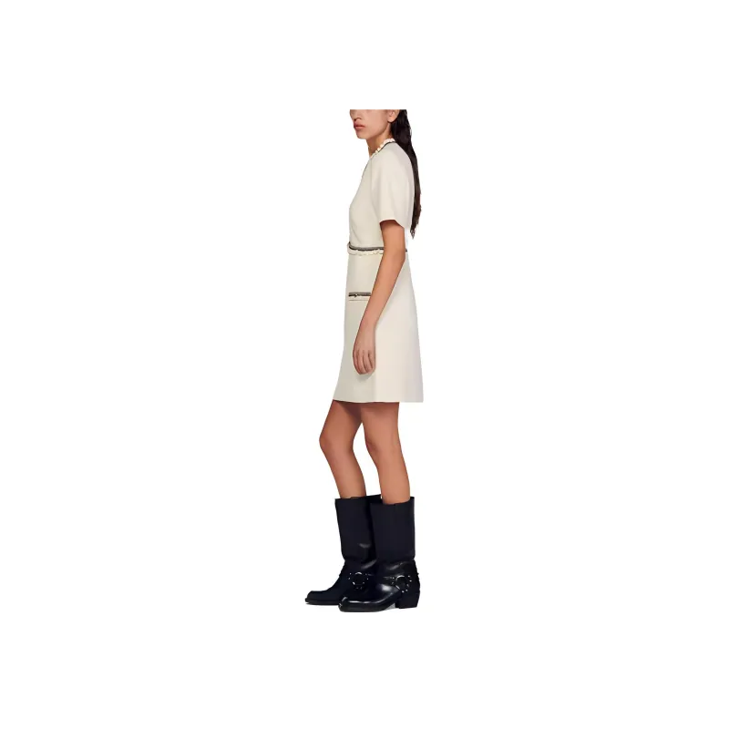 Sandro Nava Tweed Short-sleeve Minidress-3