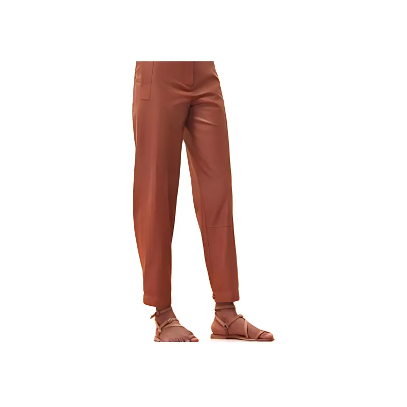HERMES Knitted Sweatpants Women's Brown-4