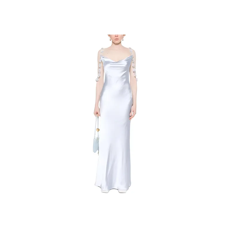 Self-portrait Floral-straps Satin Dress-1