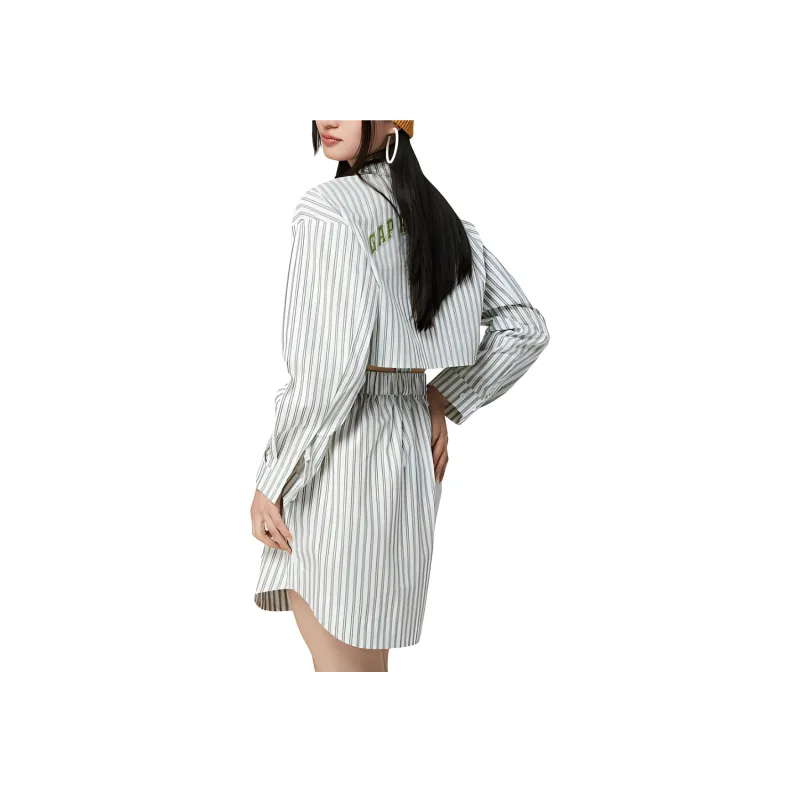 GAP Long Sleeved Dress Women's White Stripes-2
