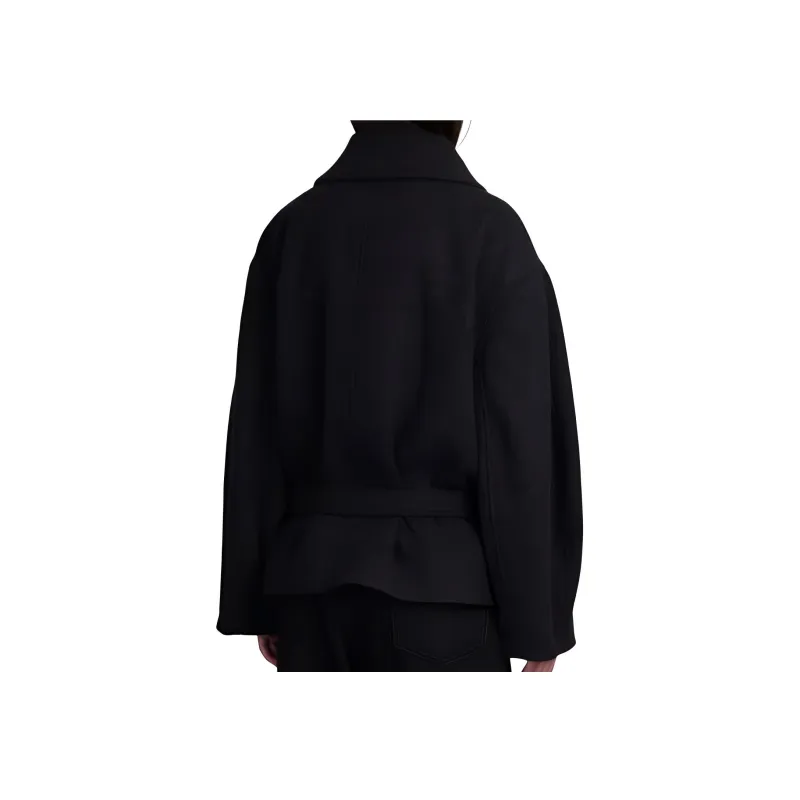 Lemaire Short Asymmetrical Bathrobe Coat 'Black'-3