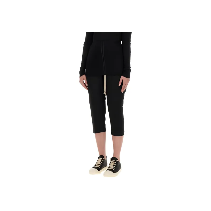 RICK OWENS Drawstring Drop Crotch Cropped Trousers-2