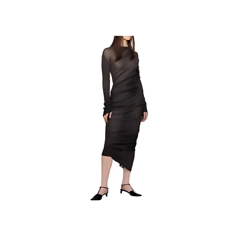 ISSEY MIYAKE Draped-design Cotton-blend Dress-3