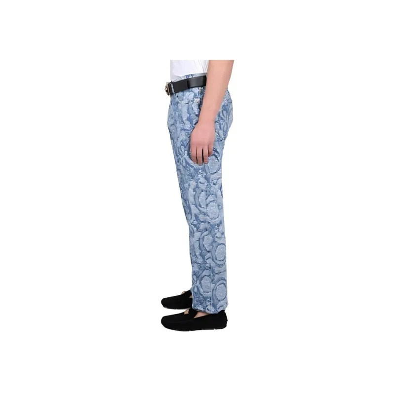 VERSACE Barocco Silhouette Patterned Jeans-4