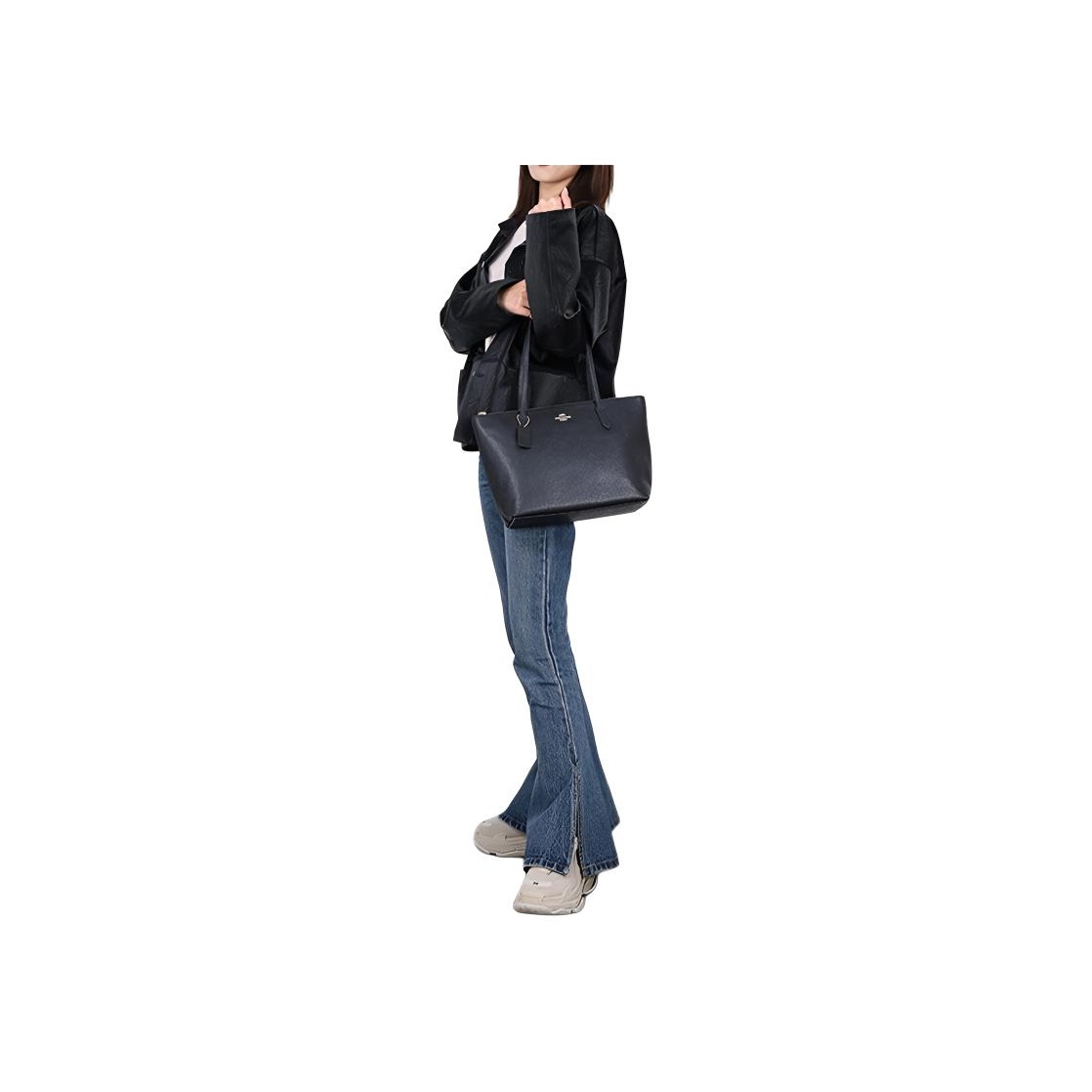 バッグ coach leather tote hand bag black Coach Black Soft Leather Tote Dual Handles Shoulder Bag