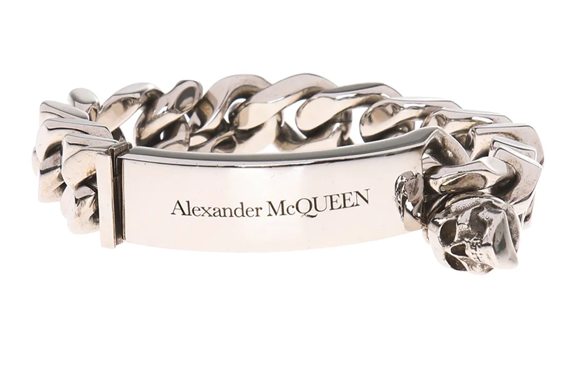Alexander McQueen Skull Charm Curb Chain Bracelet - POIZON