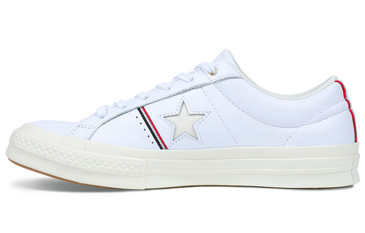 Converse One Star Piping Low Top In White Enamel Red Egret