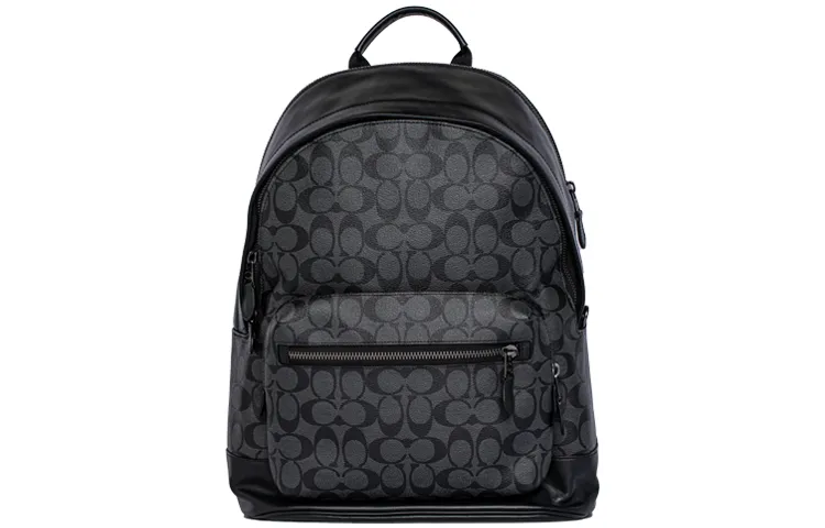 COACH ブラック バックパック COACH West Backpack in Signature Canvas Black - POIZON