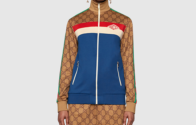 Gucci Jumbo Gg Zip Jacket With Web 'beige Ebony' | ModeSens
