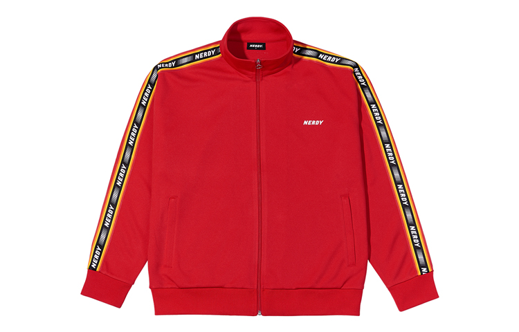 NERDY Logo Taped Track Jacket Jersey M Polyester BEG | eBay