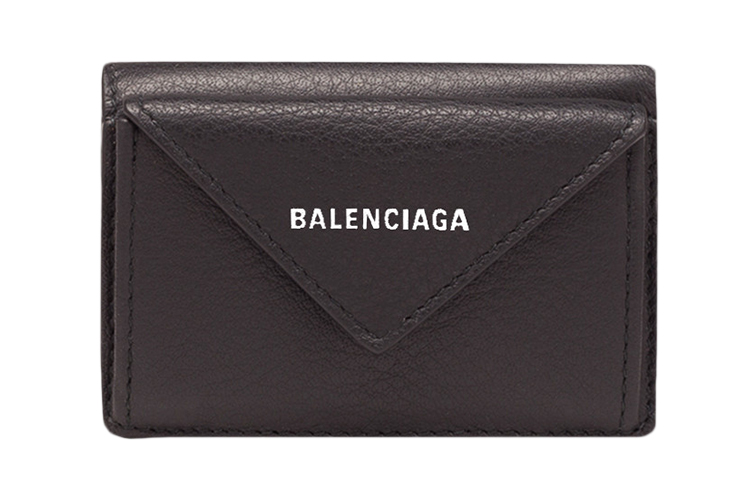 Balenciaga PAPIER Cow Leather Wallet Mini Unisex Black - POIZON