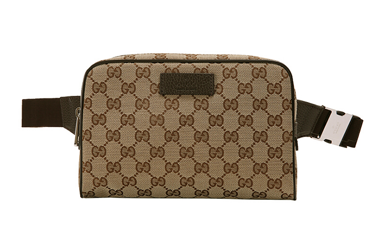 Image of GUCCI Canvas With Leather Sling Bag Fanny Pack Regular Unisex Ebony Brown