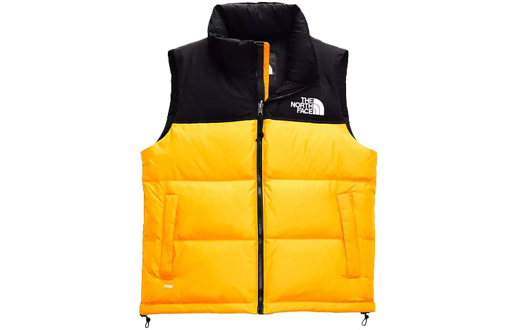 Yellow and store black north face vest