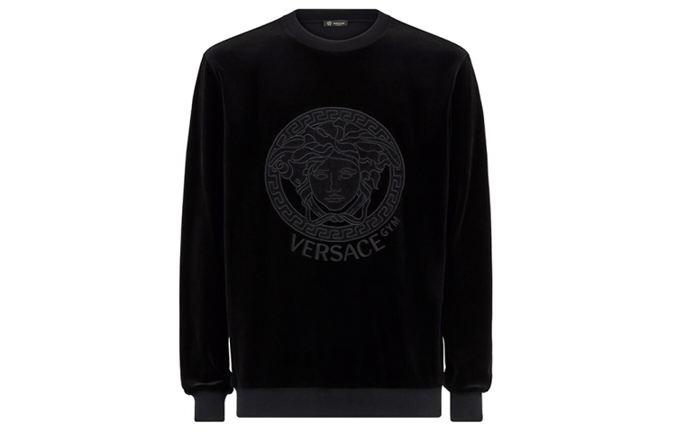 Good AUTHENTIC Versace Velour Crew Sweater Sweatshirt, size M