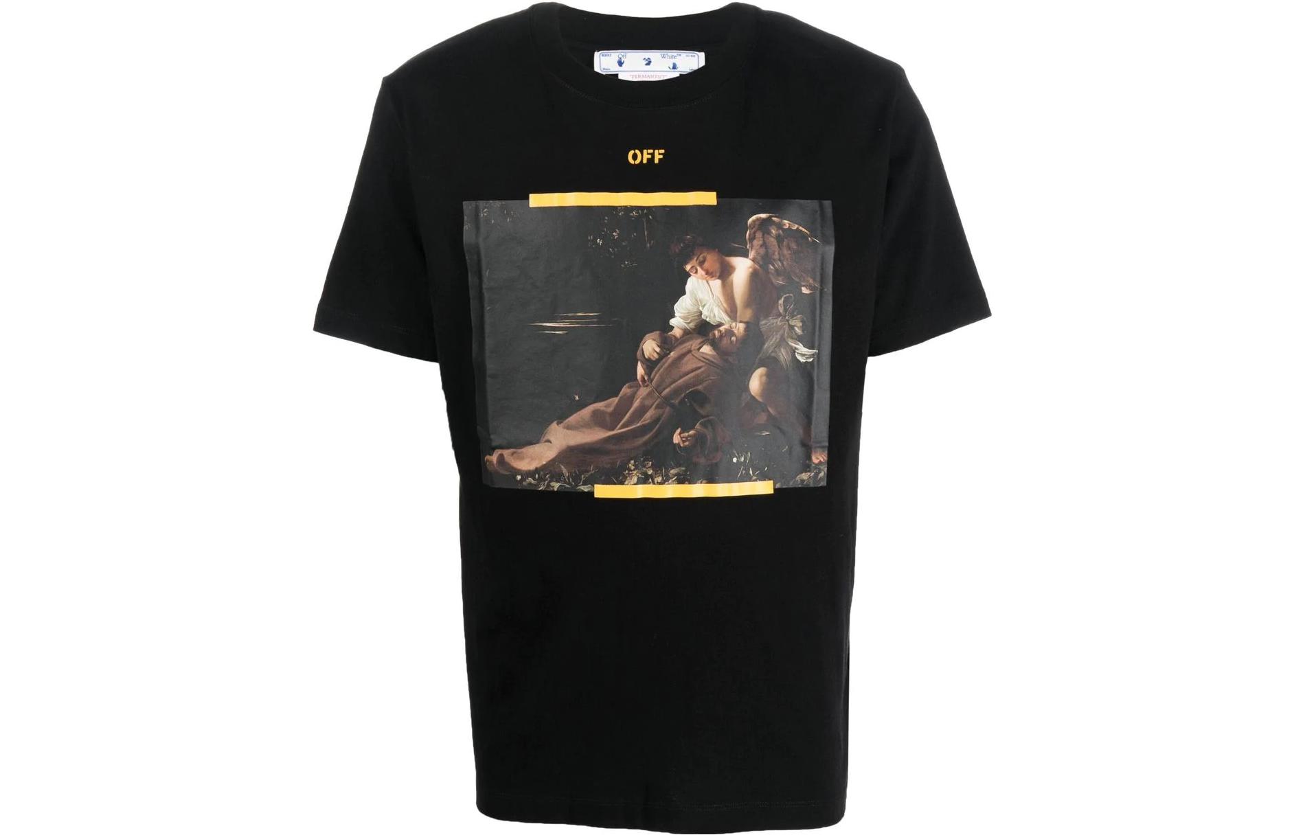 OFF-WHITE★Brush Arrows Slim Logo Print Skate T-shirt OFF-WHITE Arrow Caravaggio St. Fran Skate Slim Tee - POIZON