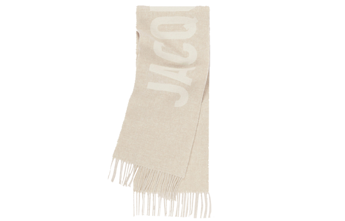 Jacquemus L'echarpe Fringe Logo Multi-Brown Scarf | 226AC435