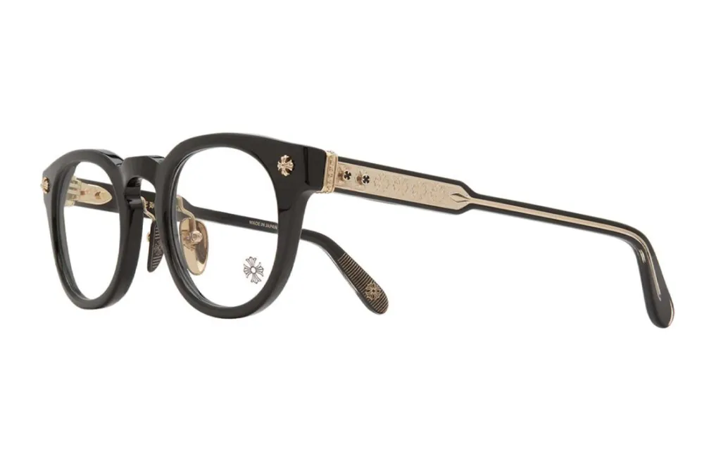 Chrome Hearts Plate and Metal Oval Eyeglass Frames Unisex Chrome Hearts Plate and Metal Oval Eyeglass Frames Unisex