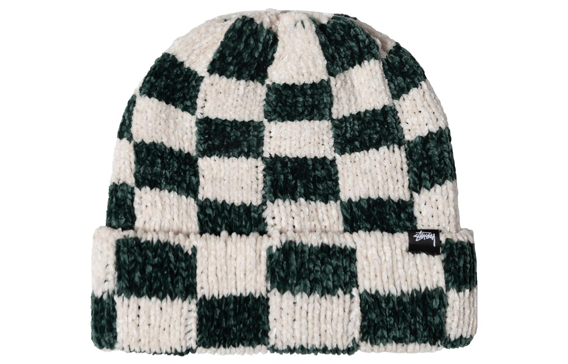 Stussy Crochet Checkered Beanie Green White One Size Basic