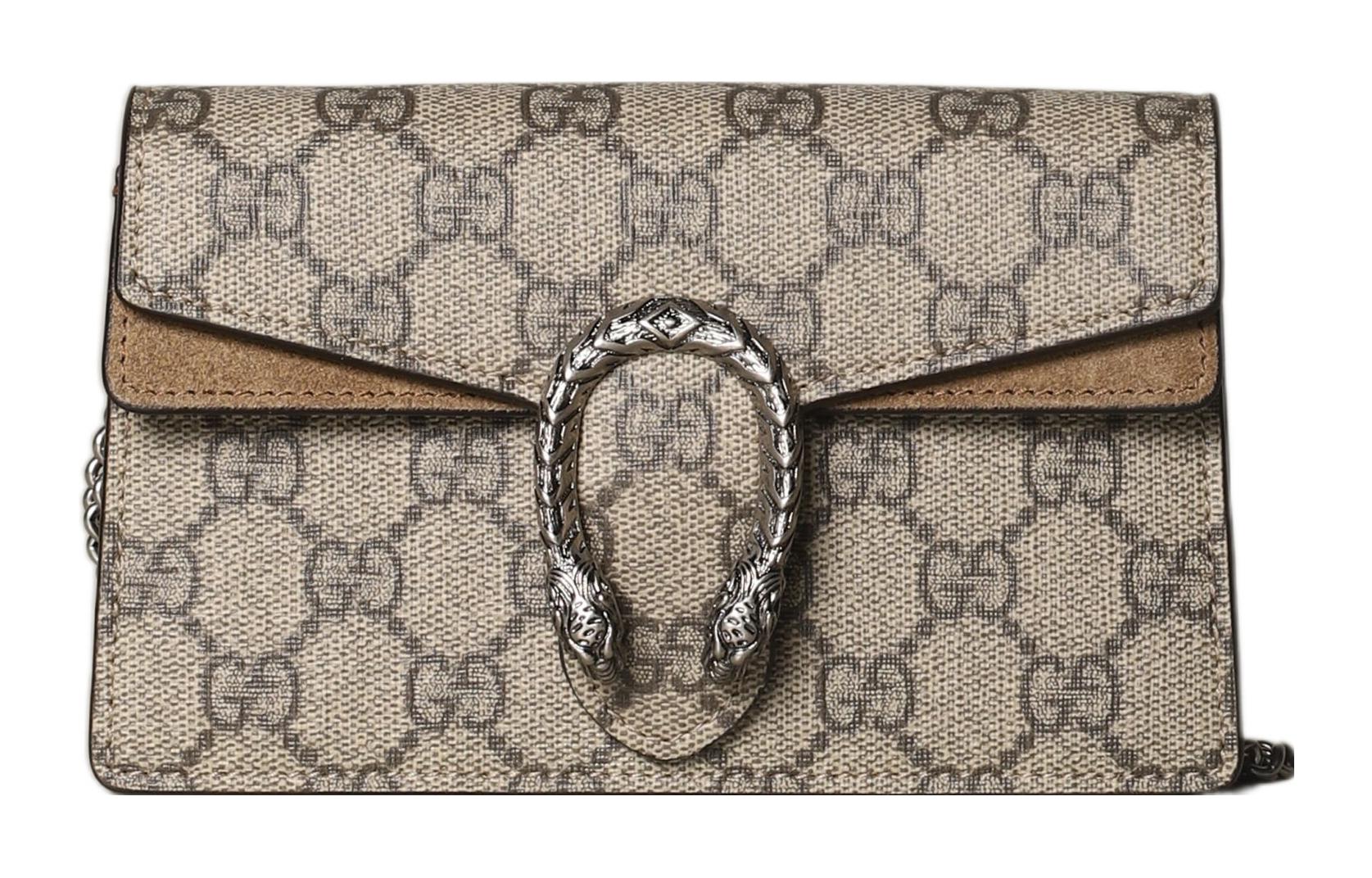 Image of GUCCI Dionysus Super Mini GG Supreme Shoulder Bag Beige/Ebony