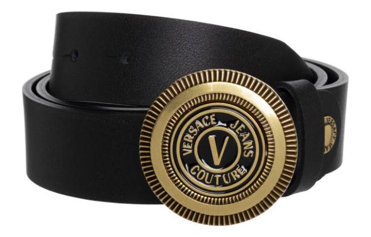 (男女兼用) 90/36 VERSACE ゴールド レザー ベルト GIANNI VERSACE black leather gold/silver tone studded belt