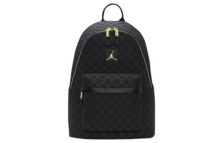 Jordan Gold Logo Monogram Backpack Black POIZON