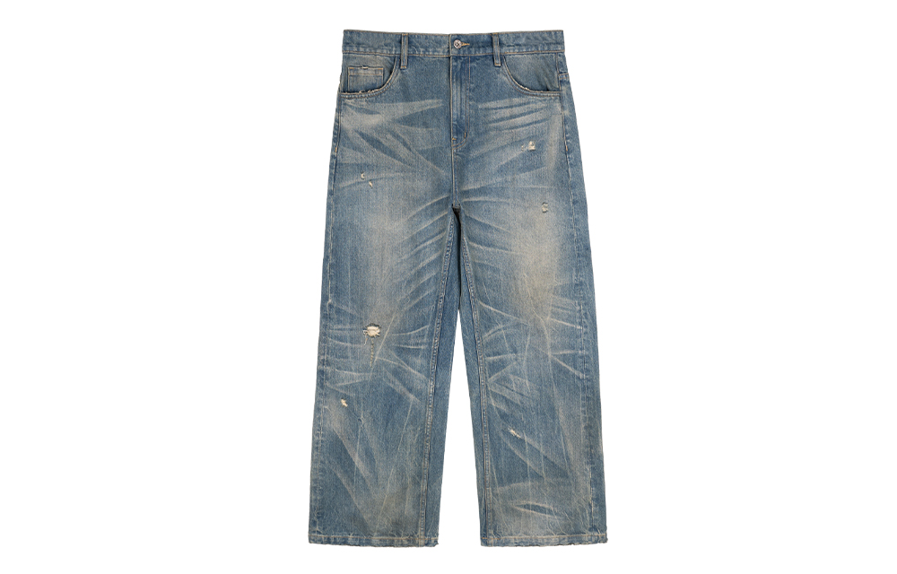 SIMPLE PROJECT Jeans Unisex Washed Blue - POIZON