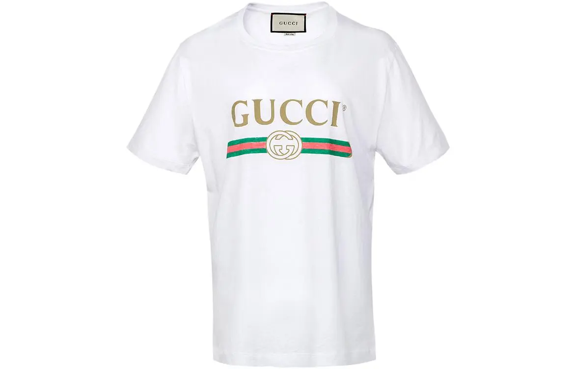 Gucci Logo Washed Print T-shirt White - POIZON