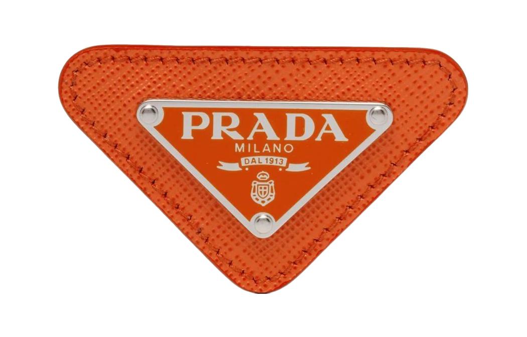 PRADA - プラダ 2IS061 GP×革 ブローチトライアングルロゴ ピン