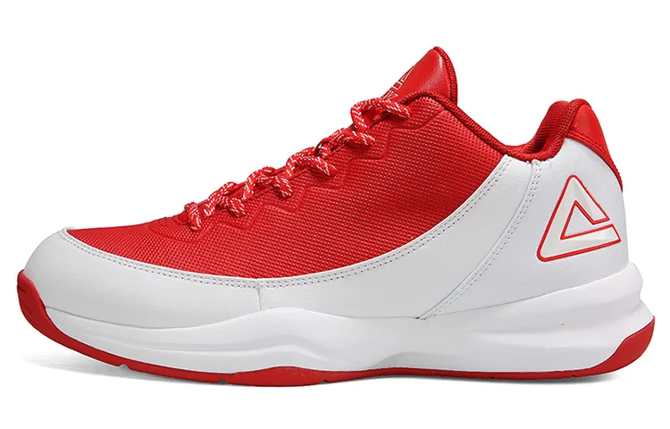 PEAK Basketball Shoes Men Low-top PEAK Red/Big White - POIZON