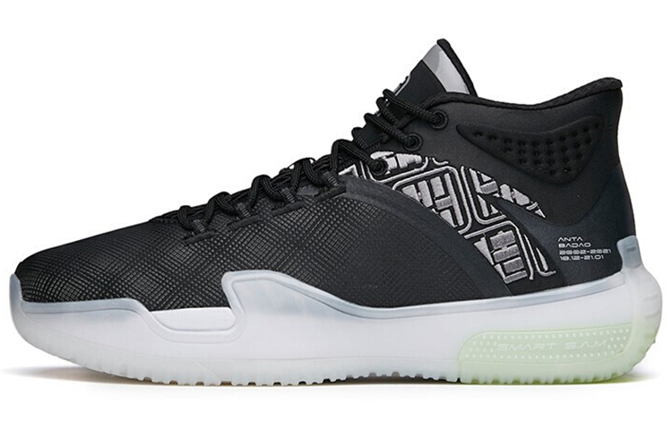 ANTA バスケットボールシューズ ブラック/グレー ANTA Basketball Collection Basketball Shoes Men Mid-Top