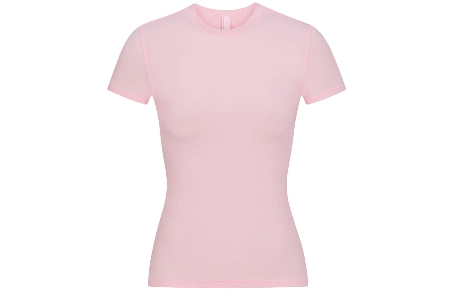 SKIMS Cotton Jersey T-shirt discount Short Sleeve Tee Top Pink