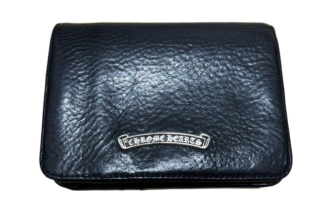 Chrome Hearts JUDY Cross Button Leather Wallet Black Silver