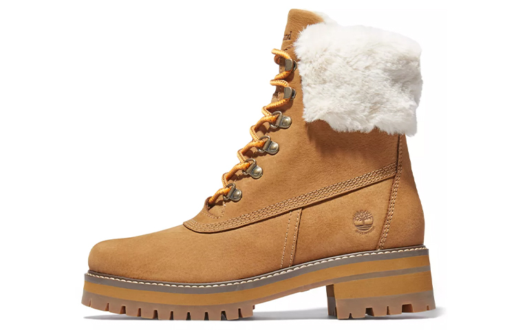 Timberland Women s Courmayeur Valley 6 Inch Waterproof Faux Fur Boots Medium Brown Nubuck 6.5