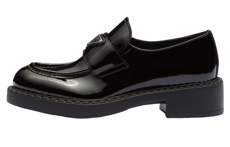 PRADA Chocolate Patent Leather Loafers - POIZON