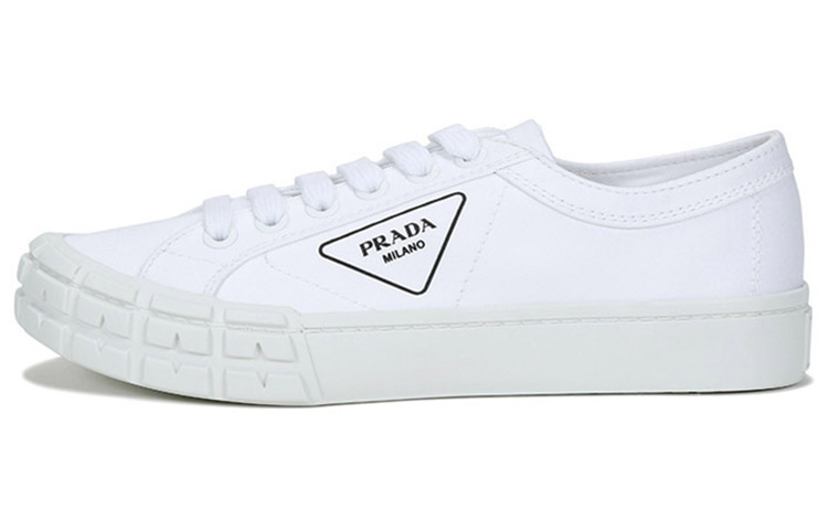 PRADA Canvas Shoes Men Low-Top White - POIZON