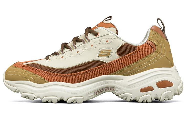Skechers D Lites 1.0 Chunky Sneakers Men Low Top White Brown POIZON