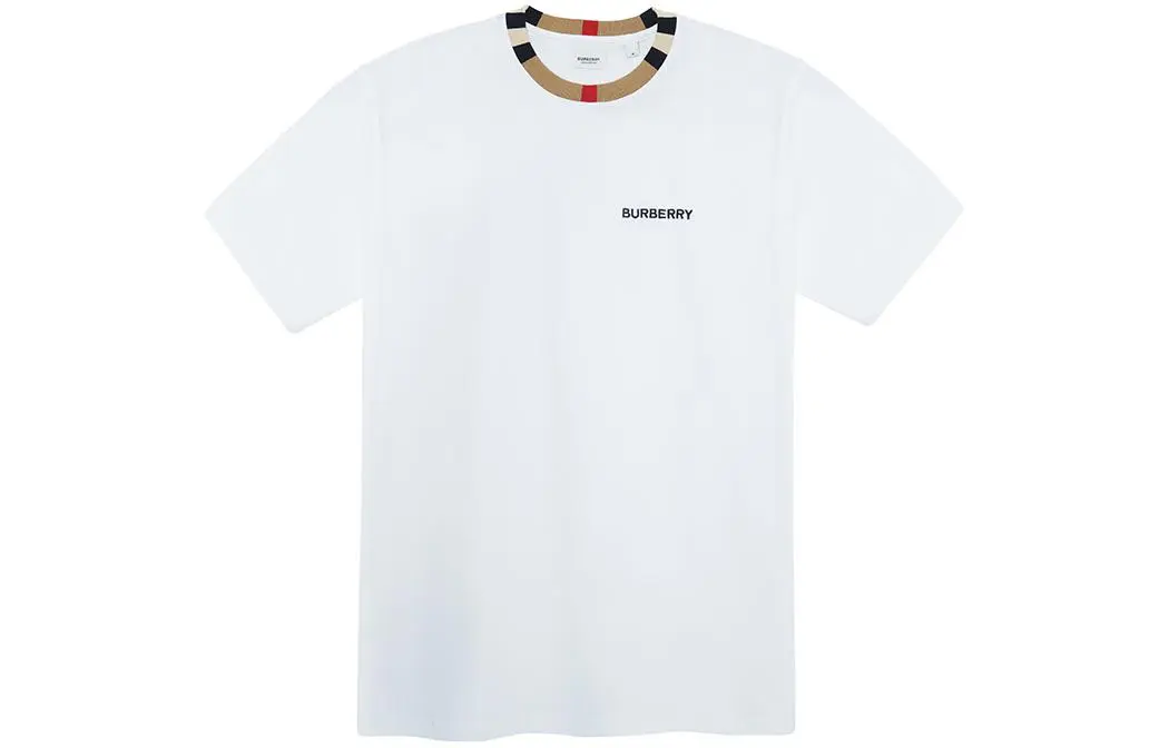 Burberry Icon Stripe Trim Cotton T-shirt White - POIZON