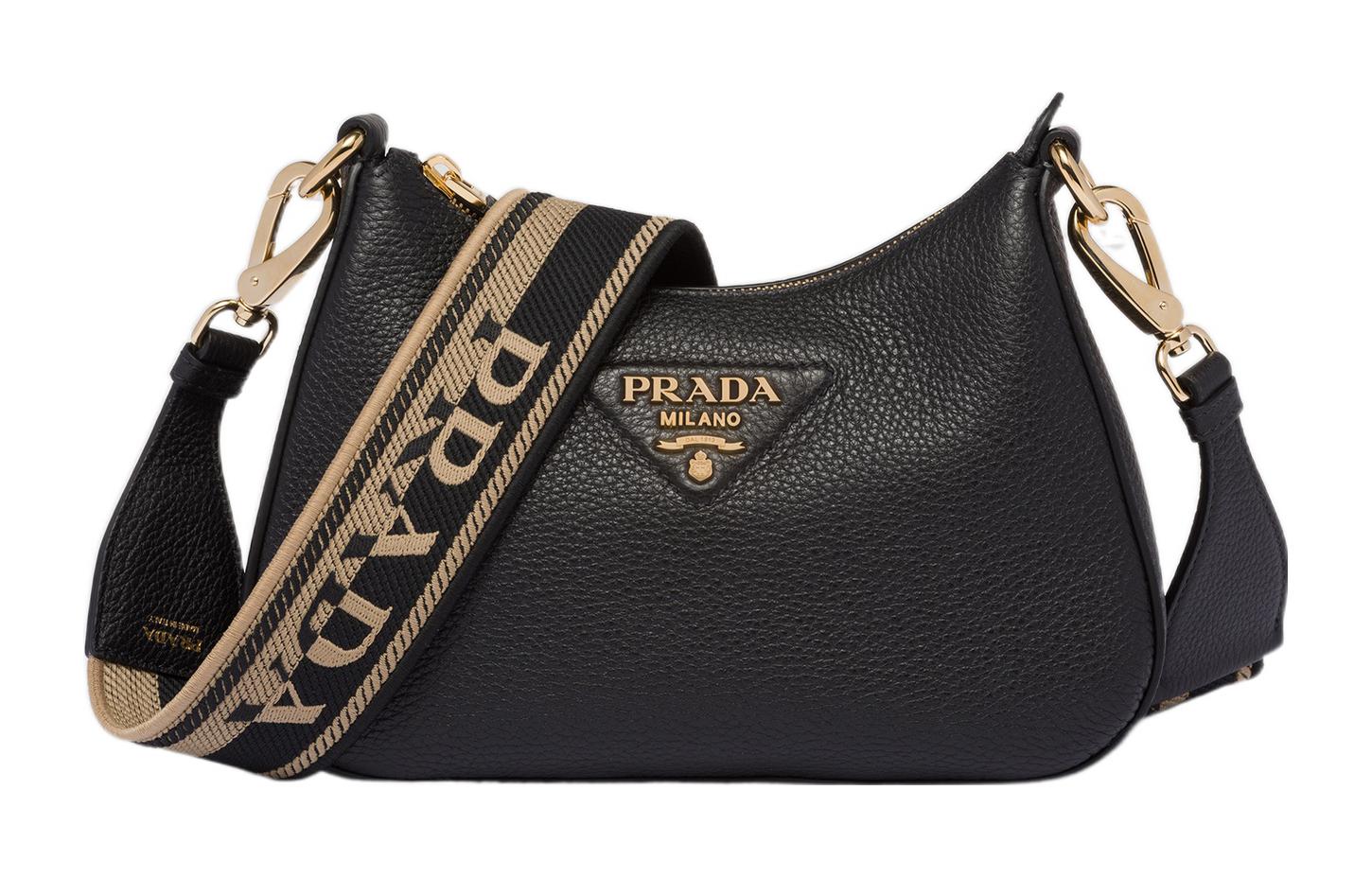 PRADA ラウンドジップ ゴールド金具 レザー ブラック 極美品】 PRADA ショルダーストラップ レザー 黒 ブラック