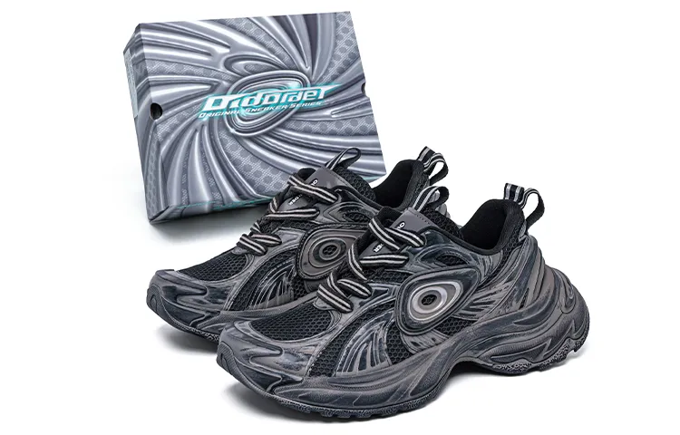 OLD ORDER Turbo GT Chunky Sneakers Unisex Low Top Dirty Black 