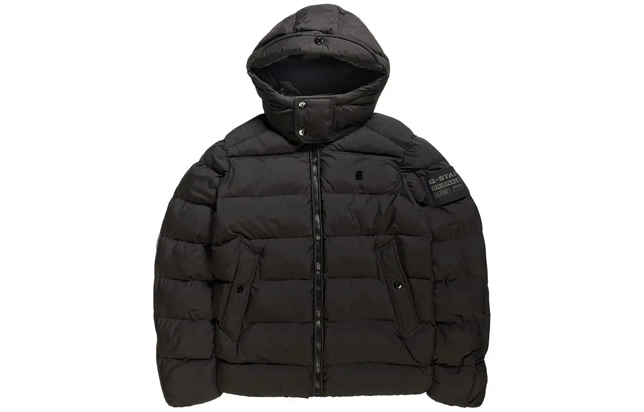 Black Puffer Jacket with G Print main image 1
