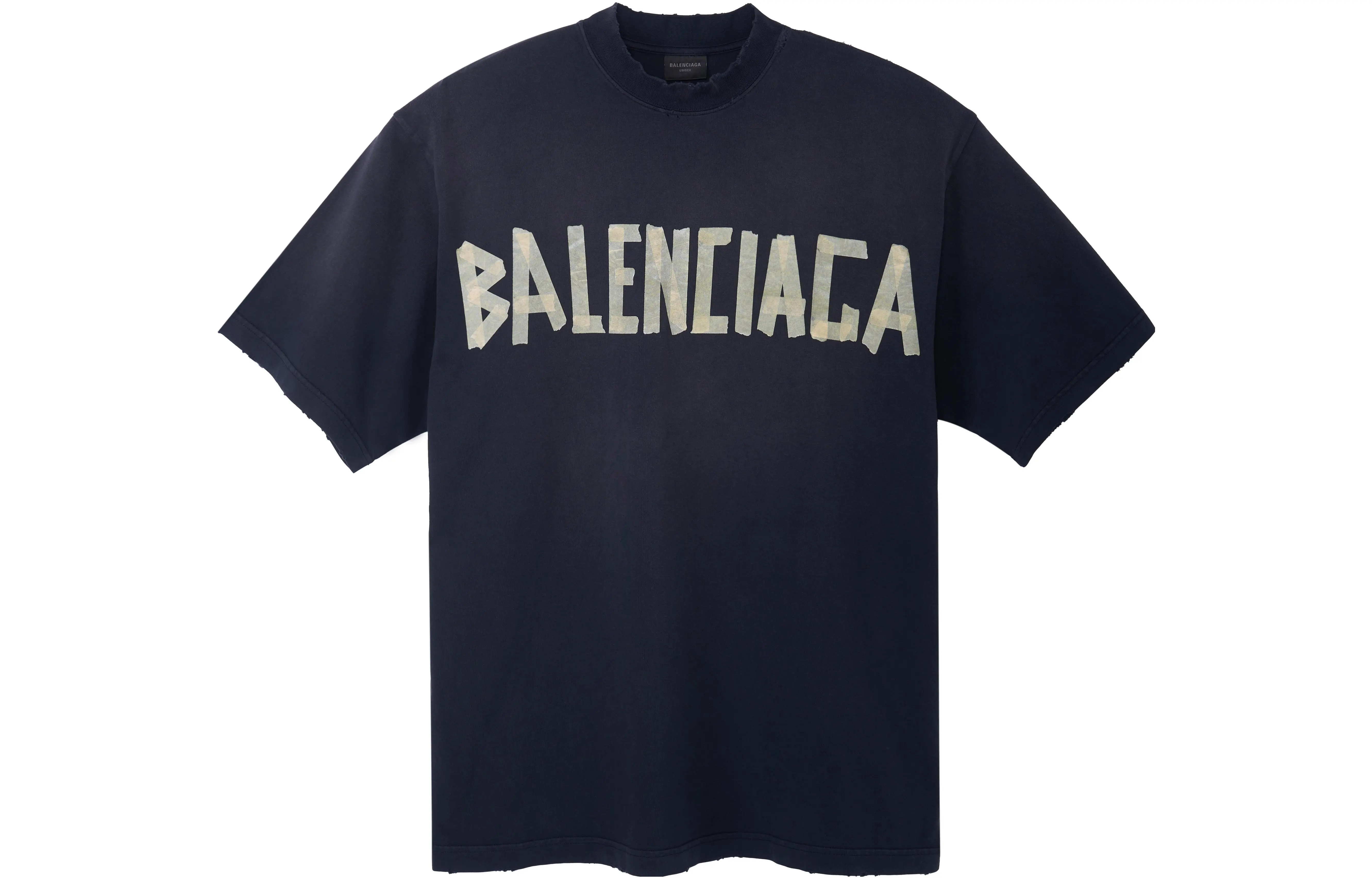Balenciaga Men Tape Type Medium Fit T-shirt Black Faded - POIZON