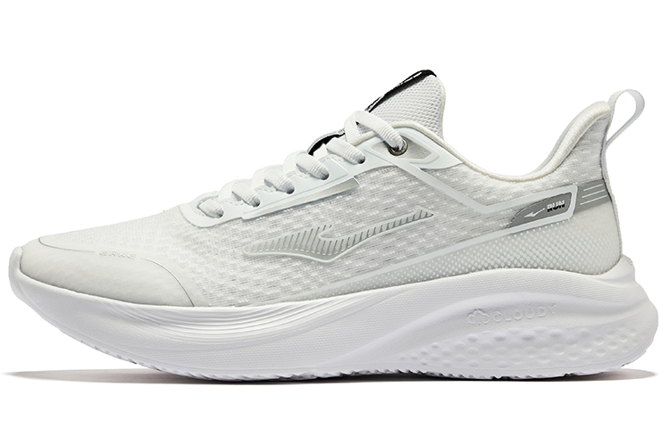 Erke Running Shoes Women's Low-Top Elk White Bright Silver