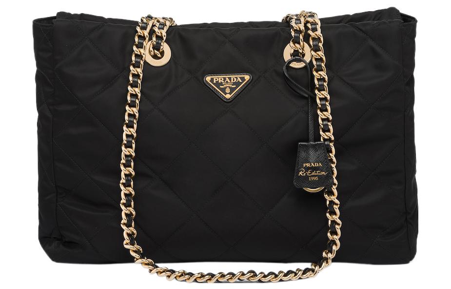 PRADA ナイロントート S PRADA 三角プレートロゴ ナイロン トートバッグ ブラック ユニ