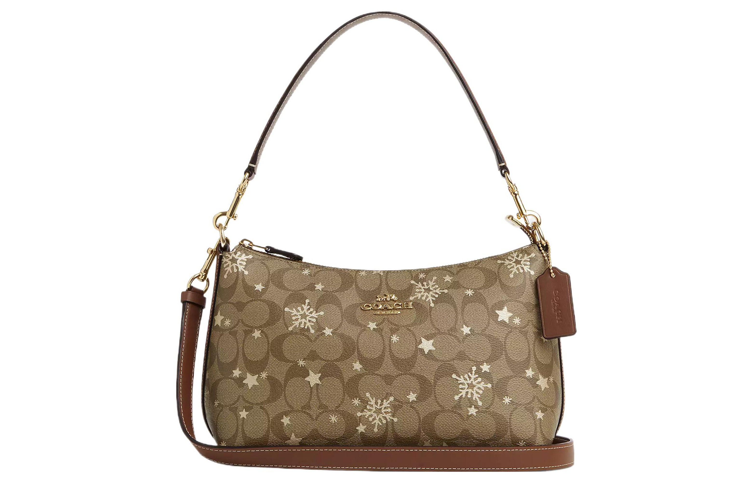 こんこ COACH Clara Iconic Coated Canvas With Smooth Leather