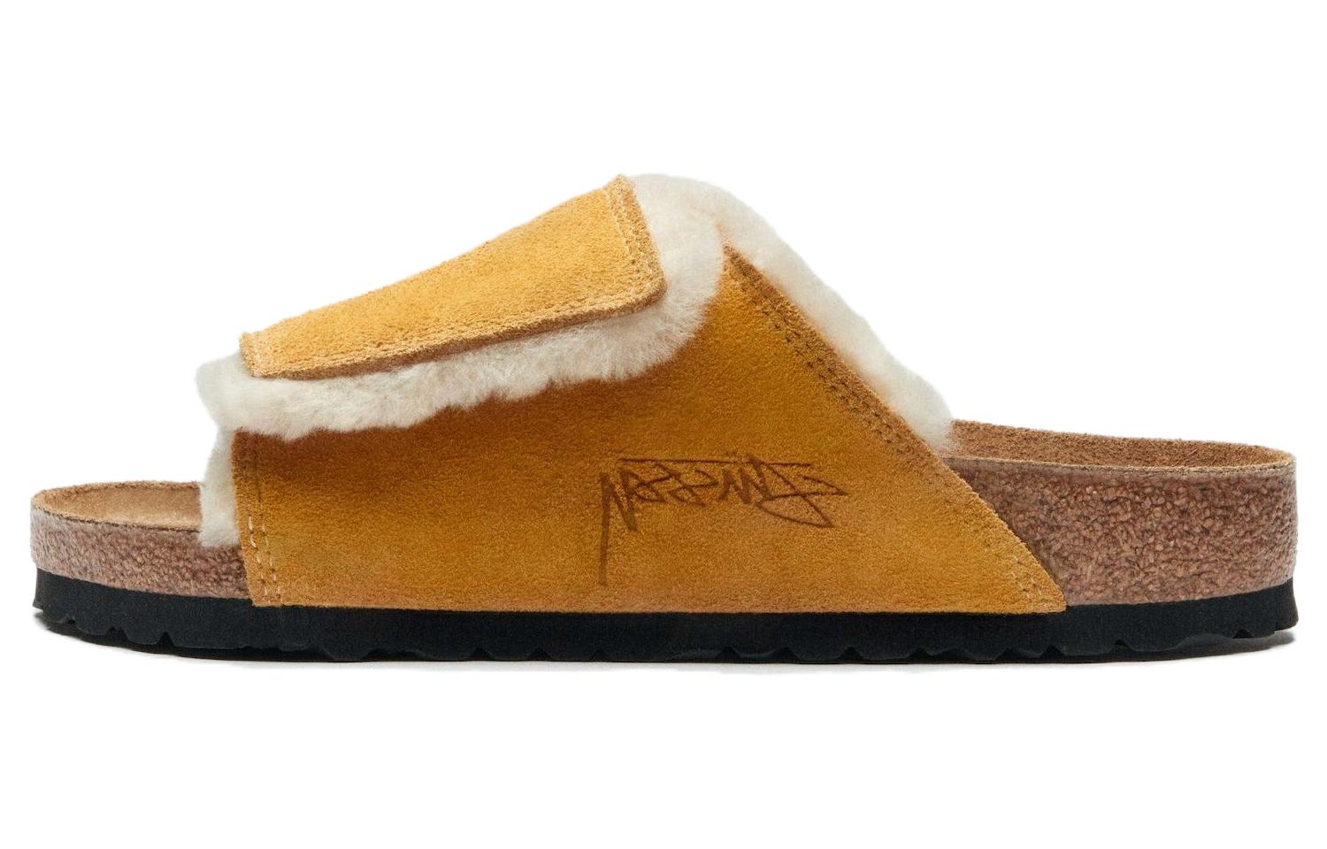 Birkenstock Solana Shearling Slide Stussy Caramel - POIZON