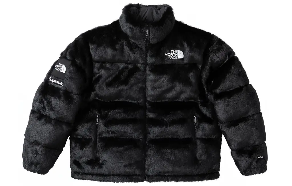 Supreme The North Face Faux Fur Nuptse Jacket Black M - POIZON