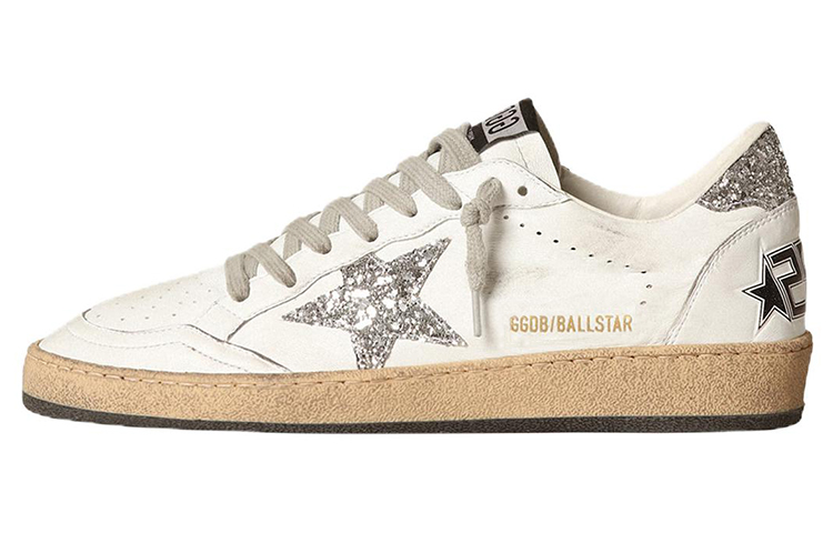 Golden Goose Ball Star White Silver Glitter Women's US W 10 Golden Goose Ball Star White Silver Glitter Women's US W 10