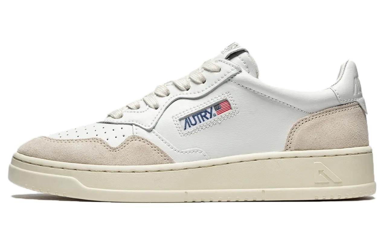 AUTRY Medalist Leather Low White Beige Suede Women's - POIZON